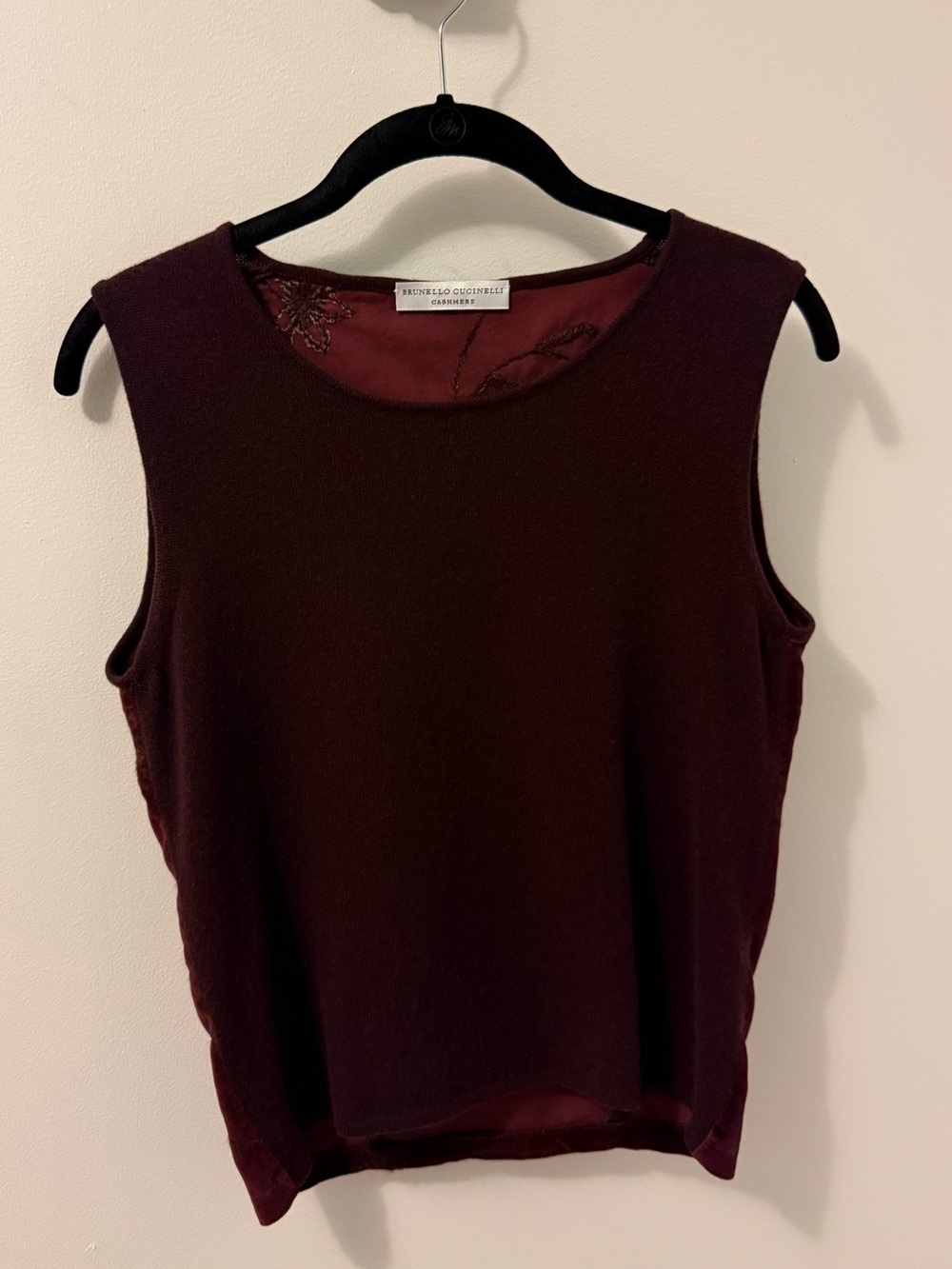 Brunello Cucinelli Cashmere Embroidered Velvet Back